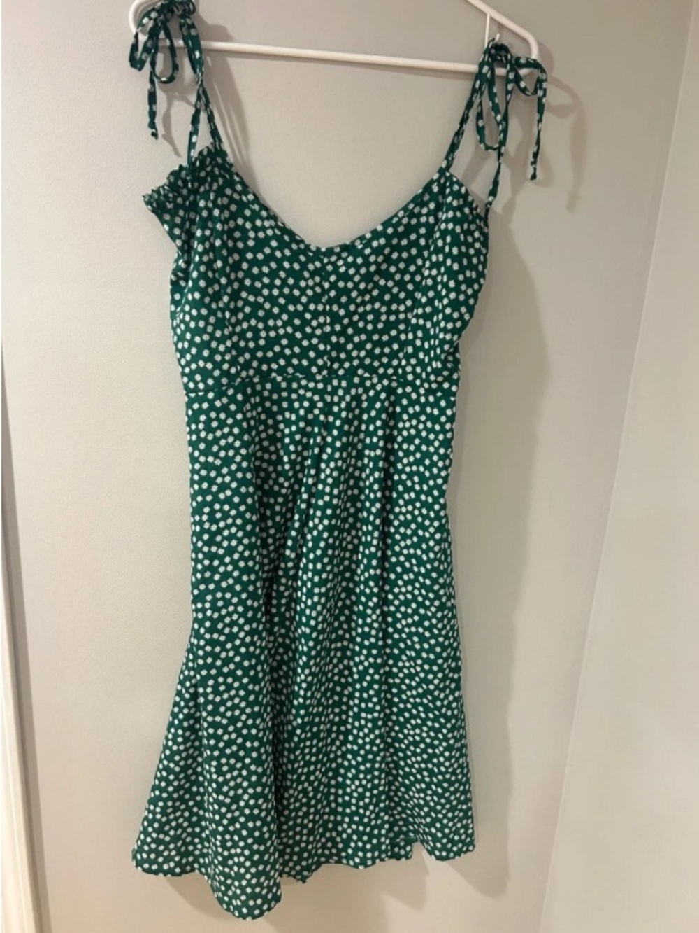 SHEIN Green Polka Dot Tie-Shoulder Maxi Dress